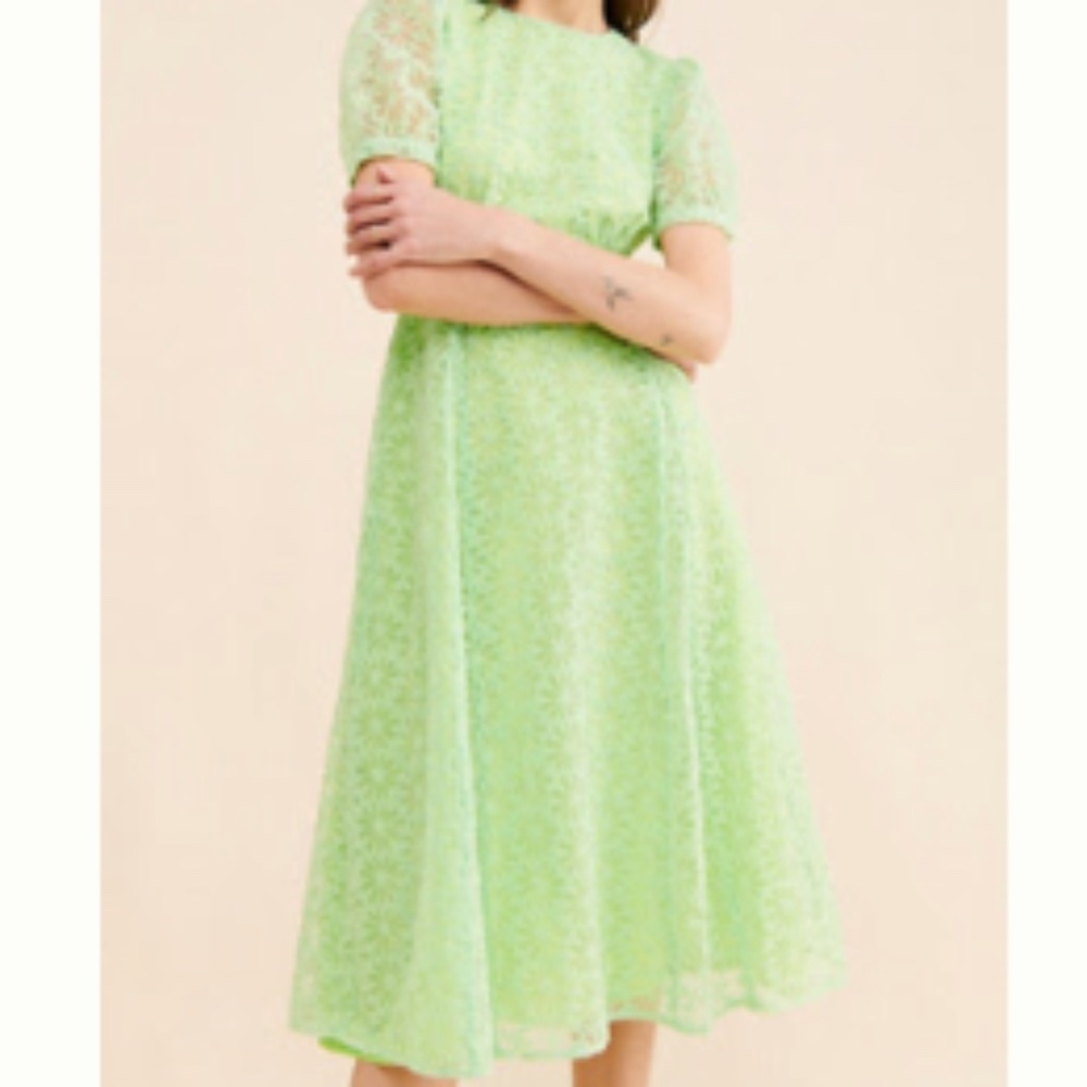 Greylin Women's Small Suki Embroidered Midi Dress in Limelight